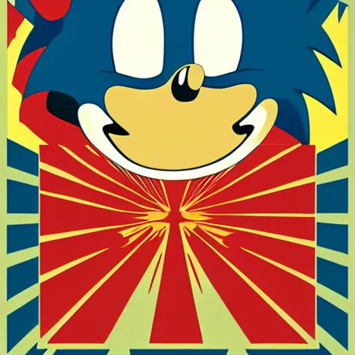 Image similar to sonic the hedgehog poster by shepard fairey