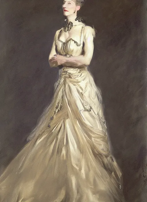 Image similar to portrait of cate blanchett in evening dress, by john singer sargent