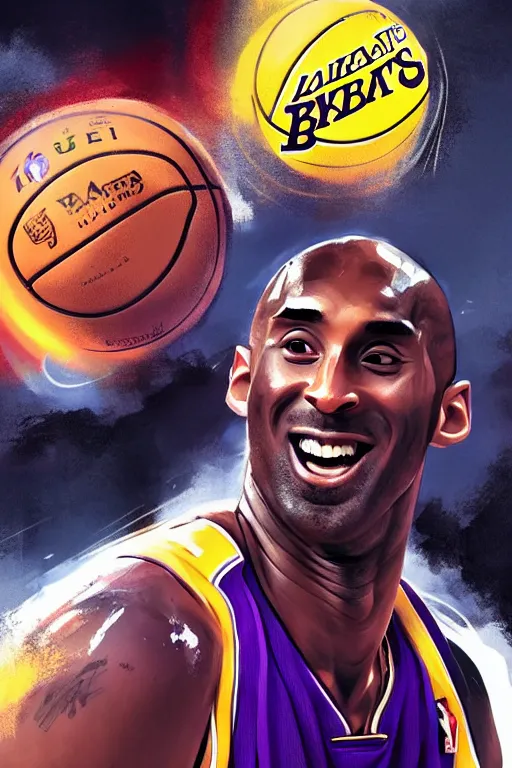 Image similar to kobe bryant, manga cover art, detailed color portrait, artstation trending, 8 k, greg rutkowski