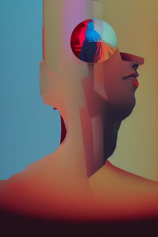 Image similar to woman wearing oculus and digital glitch head edward hopper and james gilleard, zdzislaw beksisnski, higly detailed