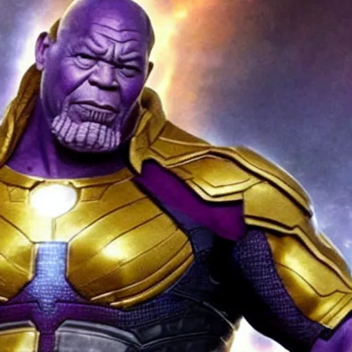 Prompt: morgan freeman as thanos in avengers