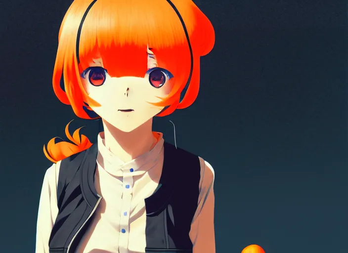 Image similar to anime girl with orange hair in the Soviet pioneer form, omoide emanon, tsuruta kenji, kyoto animation, manga,katsura masakazu, intricate, detailed, studio lighting, gradation,editorial illustration, matte print, Ilya Kuvshinov, concept art, digital