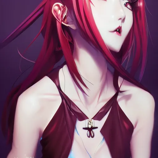 Image similar to anime portrait of a vampire as an anime girl by Stanley Artgerm Lau, WLOP, Rossdraws, James Jean, Andrei Riabovitchev, Marc Simonetti, and Sakimichan, trending on artstation