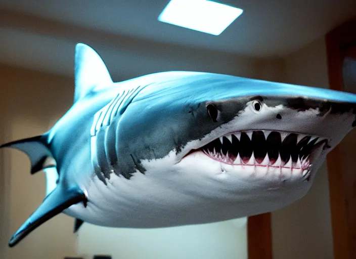 Prompt: a shark in house, 4 0 mm, 1 / 1 0 0 sec, f / 2. 8, iso 8 0 0