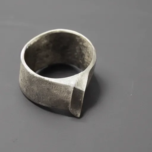 Image similar to a ring made of cast metal designed by courbusier