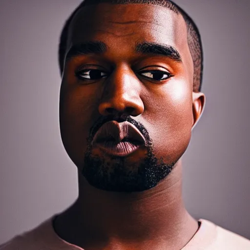 Image similar to the face of young kanye west at 2 1 years old, portrait by julia cameron, chiaroscuro lighting, shallow depth of field, 8 0 mm, f 1. 8