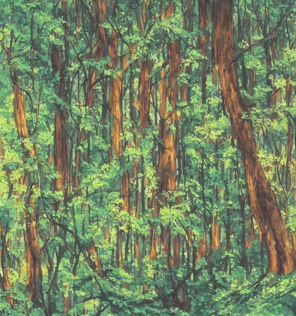 Image similar to a detailed painting in the style of anime of a forest