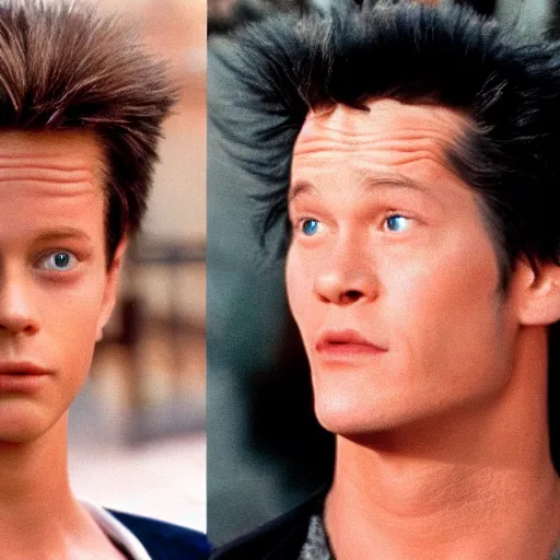 Prompt: live action movie still of famous hollywood teenage actors in their roles as beavis and butthead