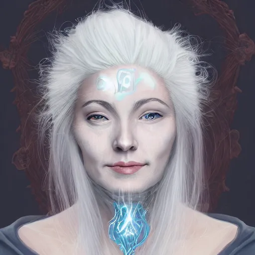 Prompt: a woman with immensely glowing white hair and rose medieval armor, meditating in tranquility as [ her hair flows ]!!, surrealism art, trending on artstation, portrait!!, intricately detailed