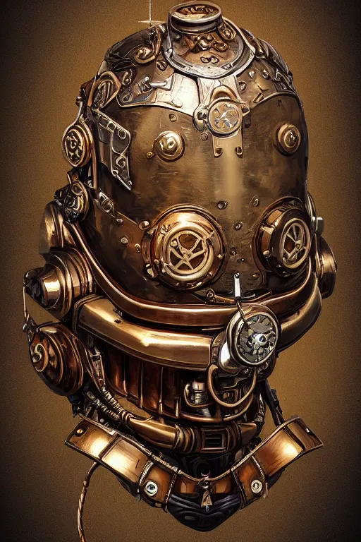 Image similar to steampunk helmet fantasy art mask robot ninja stylized digital illustration sharp focus, elegant intricate digital painting artstation concept art global illumination ray tracing advanced technology chaykin howard and campionpascale and cooke darwyn and davis jack