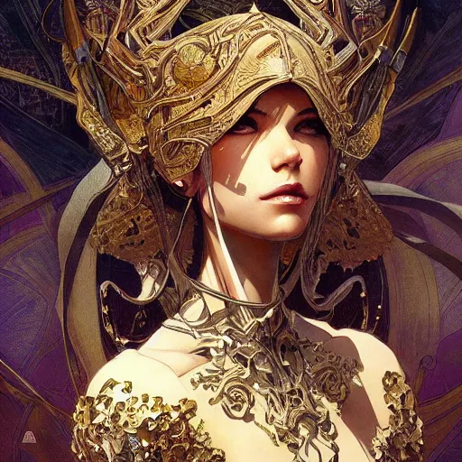 Image similar to AI Robot, D&D, fantasy, intricate, elegant, highly detailed, digital painting, artstation, concept art, smooth, sharp focus, illustration, art by artgerm and greg rutkowski and alphonse mucha