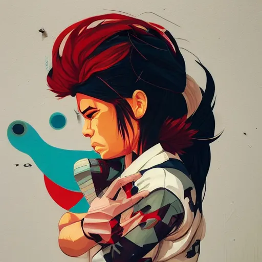 Image similar to Ibuki profile picture by Sachin Teng, asymmetrical, Organic Painting , Violent, Dark, Powerful, geometric shapes, hard edges, street fighter 3rd strike, graffiti, street art:2 by Sachin Teng:4