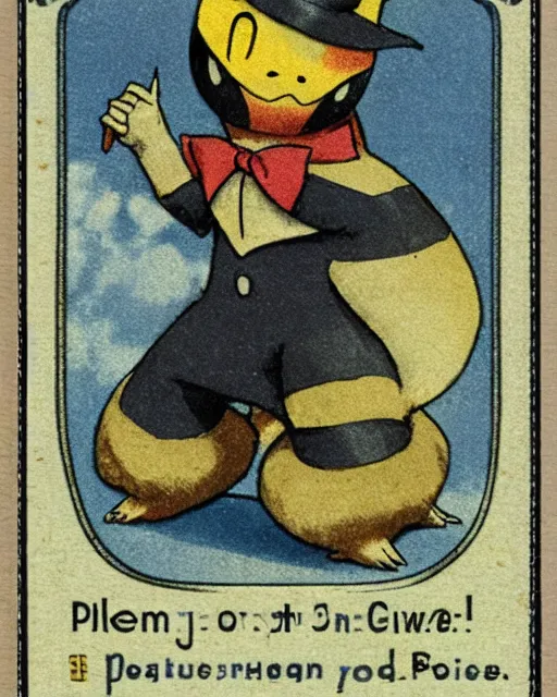 Image similar to a pokemon card from the 1 9 1 0 s