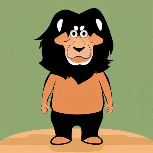 Image similar to Rottweiler wearing caveman attire, cartoon