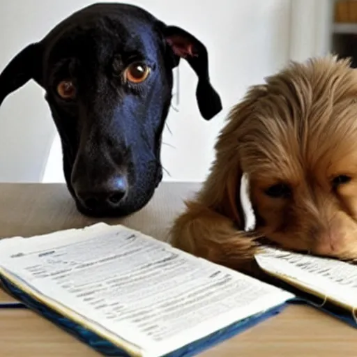 Image similar to photo of a dog eating homework