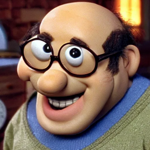 Image similar to a still of Danny Devito in Wallace and Gromit, claymation, photorealistic,