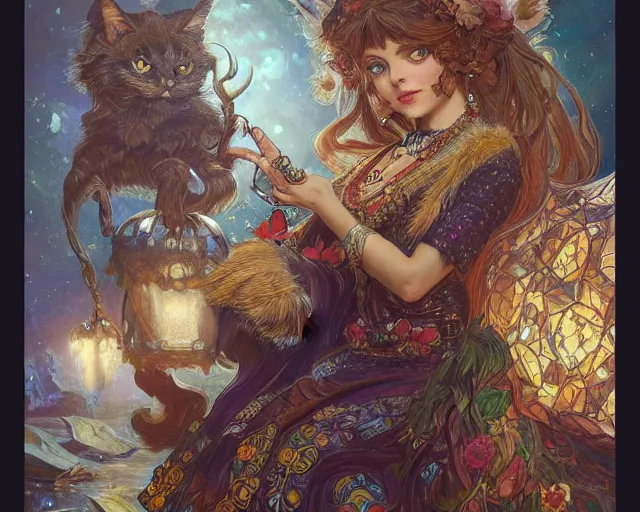 Image similar to photography of louis wain, deep focus, d & d, fantasy, intricate, elegant, highly detailed, digital painting, artstation, concept art, matte, sharp focus, illustration, hearthstone, art by artgerm and greg rutkowski and alphonse mucha