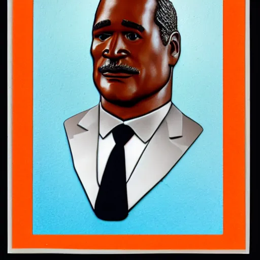 Prompt: ( miniature of o j simpson ) floating in [ a glass of orange juice ] blend mix hybrid