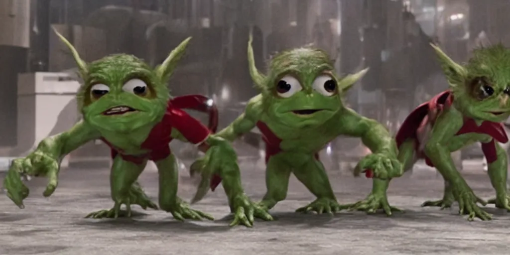 Prompt: frame from 2012 the avengers gremlins