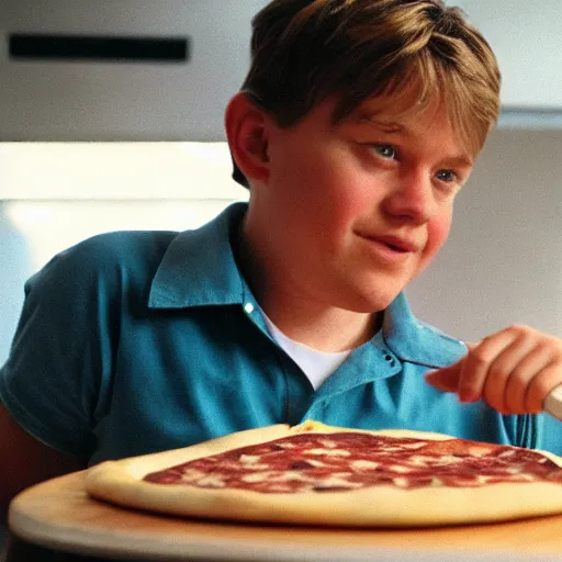 Image similar to A still of a young Mark Hammill making a pizza, 4k, photograph, ultra realistic, highly detailed, professional lighting