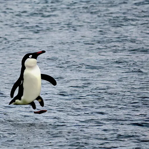 Image similar to a penguin flying around the world