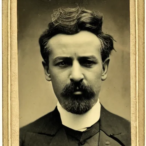 Prompt: victorian photograph of devlet bahceli, 1 8 9 0 s photography, 1 9 0 0, realistic face, symmetrical face, studio photograph, grainy, edwardian, old photo