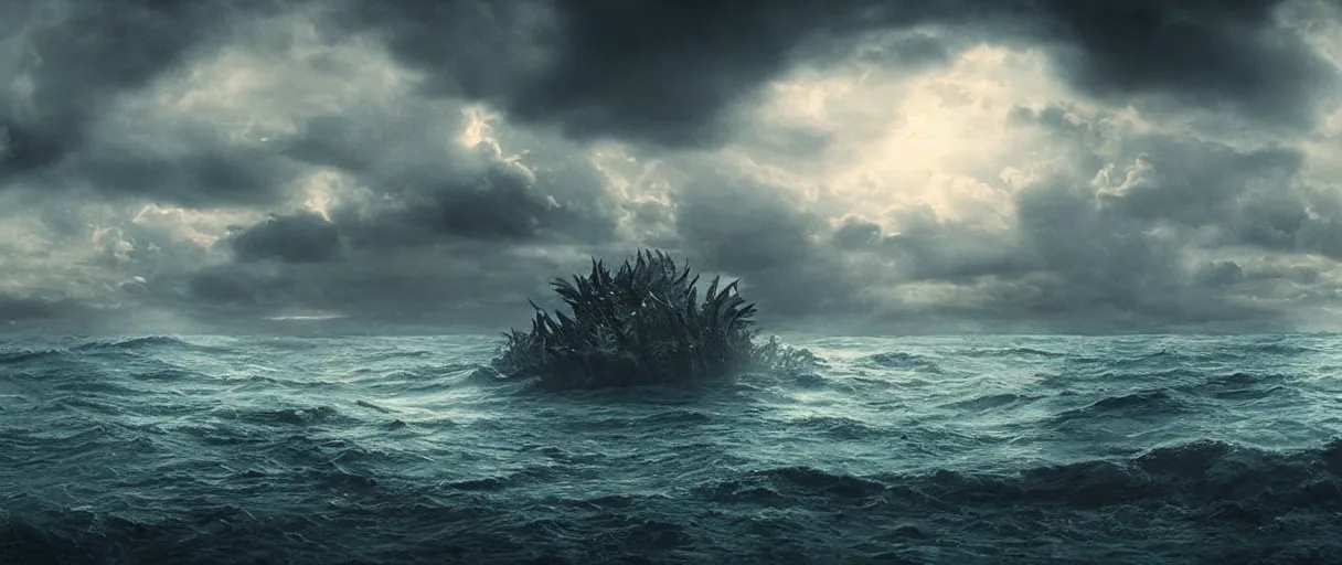 Image similar to ocean monster dramatic lighting cinematic establishing shot extremely high detail foto realistic cinematic lighting post processed