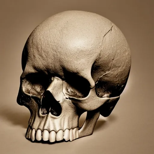 Image similar to photograph of human skull, soft shadows