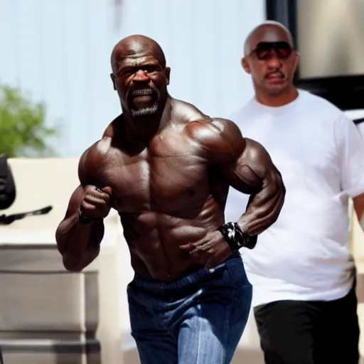 Image similar to actor terry crews running after a criminal