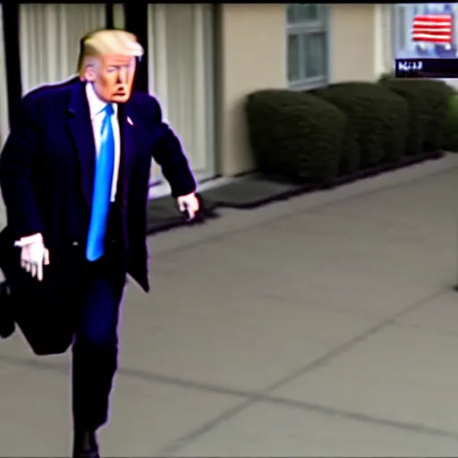 Image similar to cctv footage of donald trump running away from fbi agents