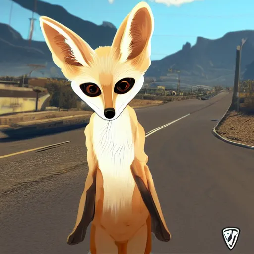 Prompt: fennec fox as a GTA V cover art