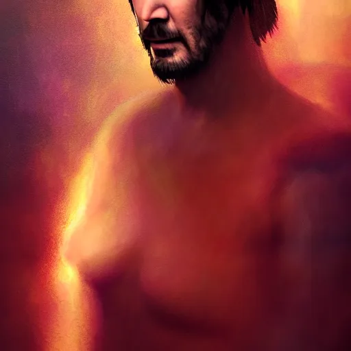 Prompt: keanu reeves as majestic gracious regal goddess persephone portrait, ancient greece, elysium, atmospheric lighting, painted, intricate, volumetric lighting, beautiful, rich deep colours masterpiece, golden hour, sharp focus, ultra detailed, by leesha hannigan, ross tran, thierry doizon, kai carpenter, ignacio fernandez rios