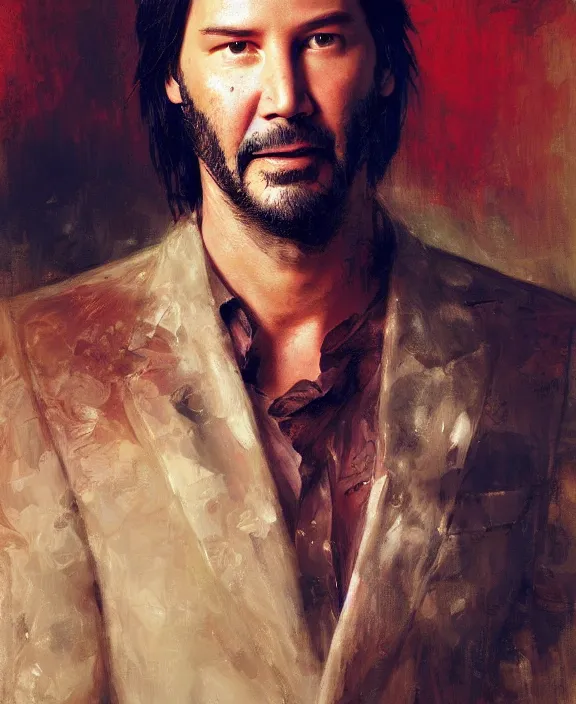 Prompt: portrait of keanu reeves, joyful, highly detailed painting by gaston bussiere, craig mullins, j. c. leyendecker 8 k,