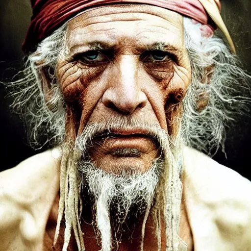 Prompt: portrait of an expressive face of an old pirate by annie leibovitz