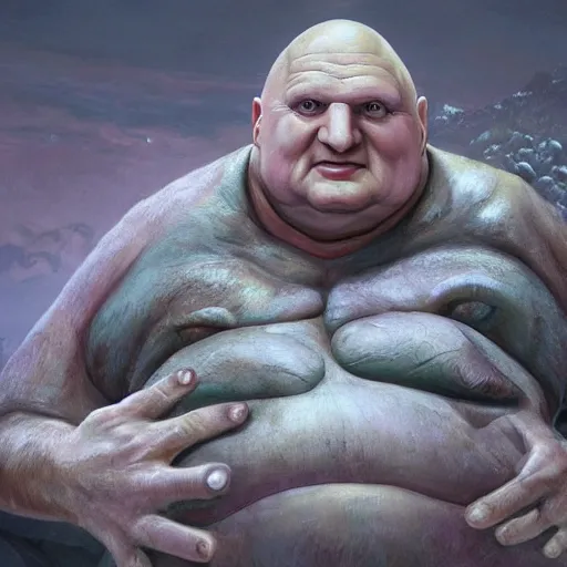 Prompt: Steve Ballmer as Jabba the Hut, 4k, artstation, cgsociety, award-winning, masterpiece, stunning, beautiful, glorious, powerful, fantasy art