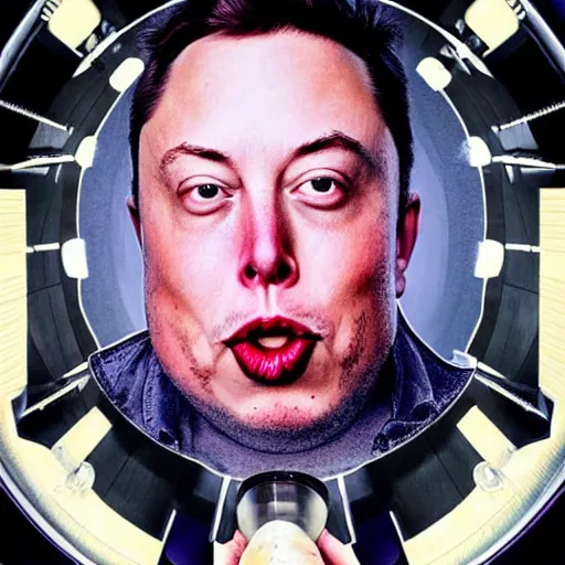 Image similar to stunning award winning hyperrealistic hdr 8 k highly detailed portrait photo of morbidly obese elon musk eating a rocket