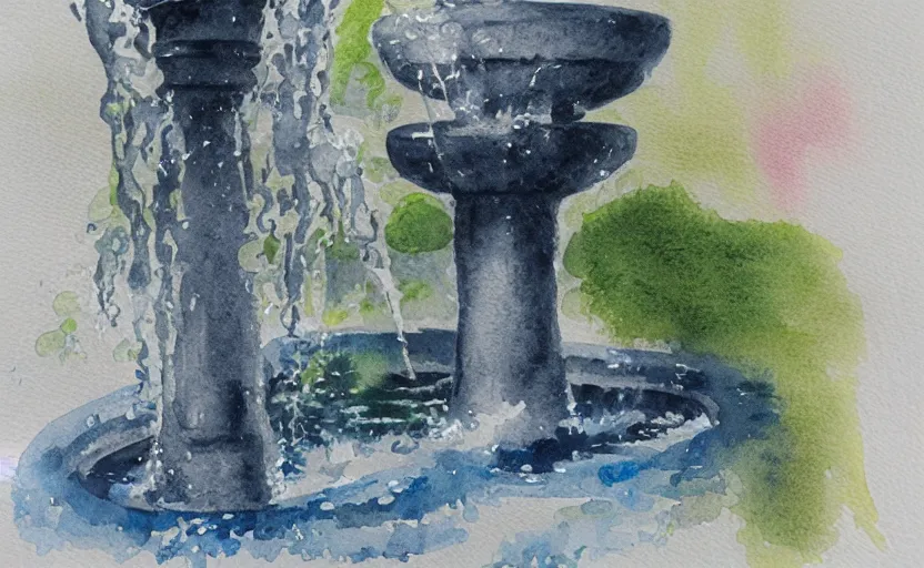 Image similar to Fountain Watercolor sketch, highly detailded