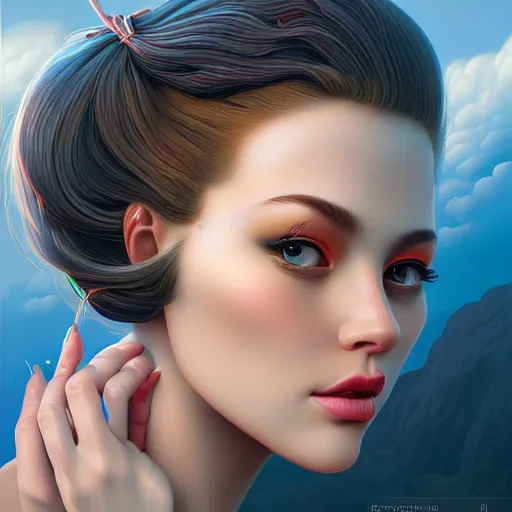 Image similar to by ross tran, detailed painting, pop surrealism, a vivid landscape, a simple vector based illustration, minimalist, an ultrafine detailed painting by rafal olbinski, airbrush art, artgerm, very detailed, skeuomorphic, behance contest winner