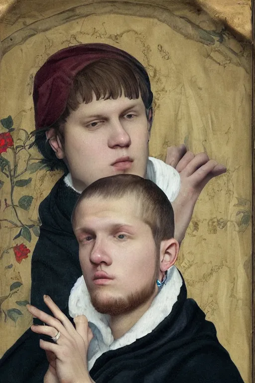 Image similar to portrait of yung lean renaissance style painting