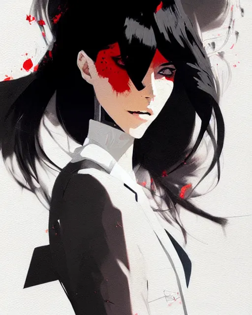 Image similar to a ultradetailed beautiful panting of a stylish woman wearing a black blazer, by conrad roset, greg rutkowski and makoto shinkai, trending on artstation