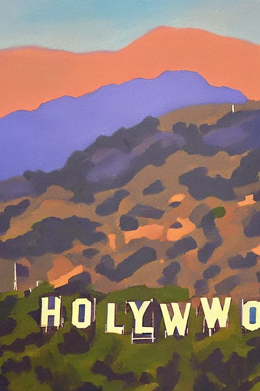 Image similar to painting of the hollywood sign