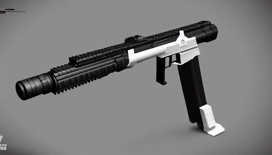 Image similar to extremely detailed ultra realistic side view photo sci fi minimalist coilgun rifle, detailed trigger, chemically propelled, electric, smooth streamline, elegant sleek smooth body, white paint, wires, railgun, chemrail, gauss, smooth utopian design, ultra high quality, octane, cod, destiny, warframe, terminator