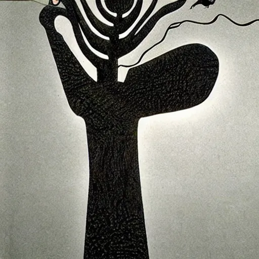 Prompt: award-winning, surrealist, cubist, artwork of a tree, in the style of Salvador Dalí