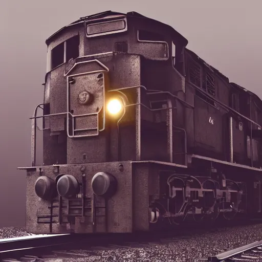 Image similar to locomotive from front view. black metal. nightmarish, horrific, scary, atmospheric, epic scene, unreal engine render, octane render