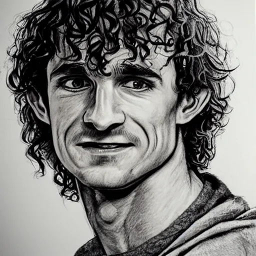 Prompt: adam ondra portrait, lord of the rings gandalf the grey, wizard, drawing