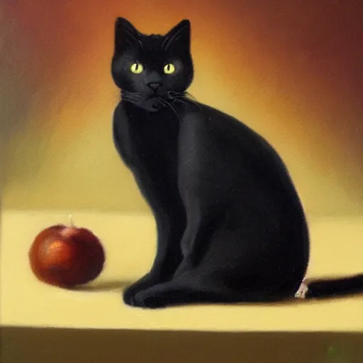 Prompt: a oil painting of a black cat