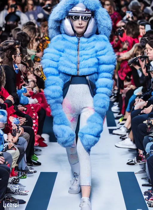 Image similar to hyperrealistic and heavy detailed Moncler runway show of rick and morty , Leica SL2 50mm, vivid color, high quality, high textured, real life