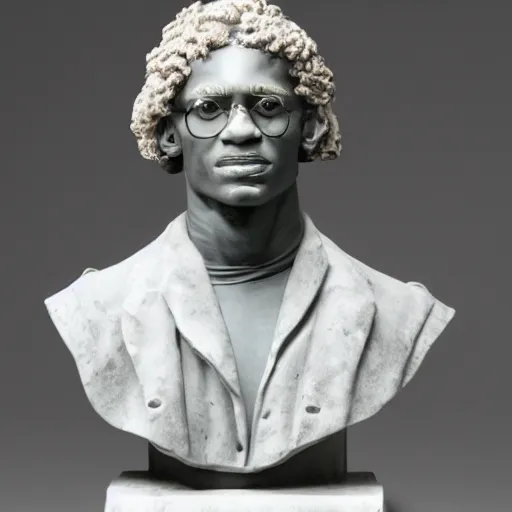 Image similar to a marble bust of Young Thug