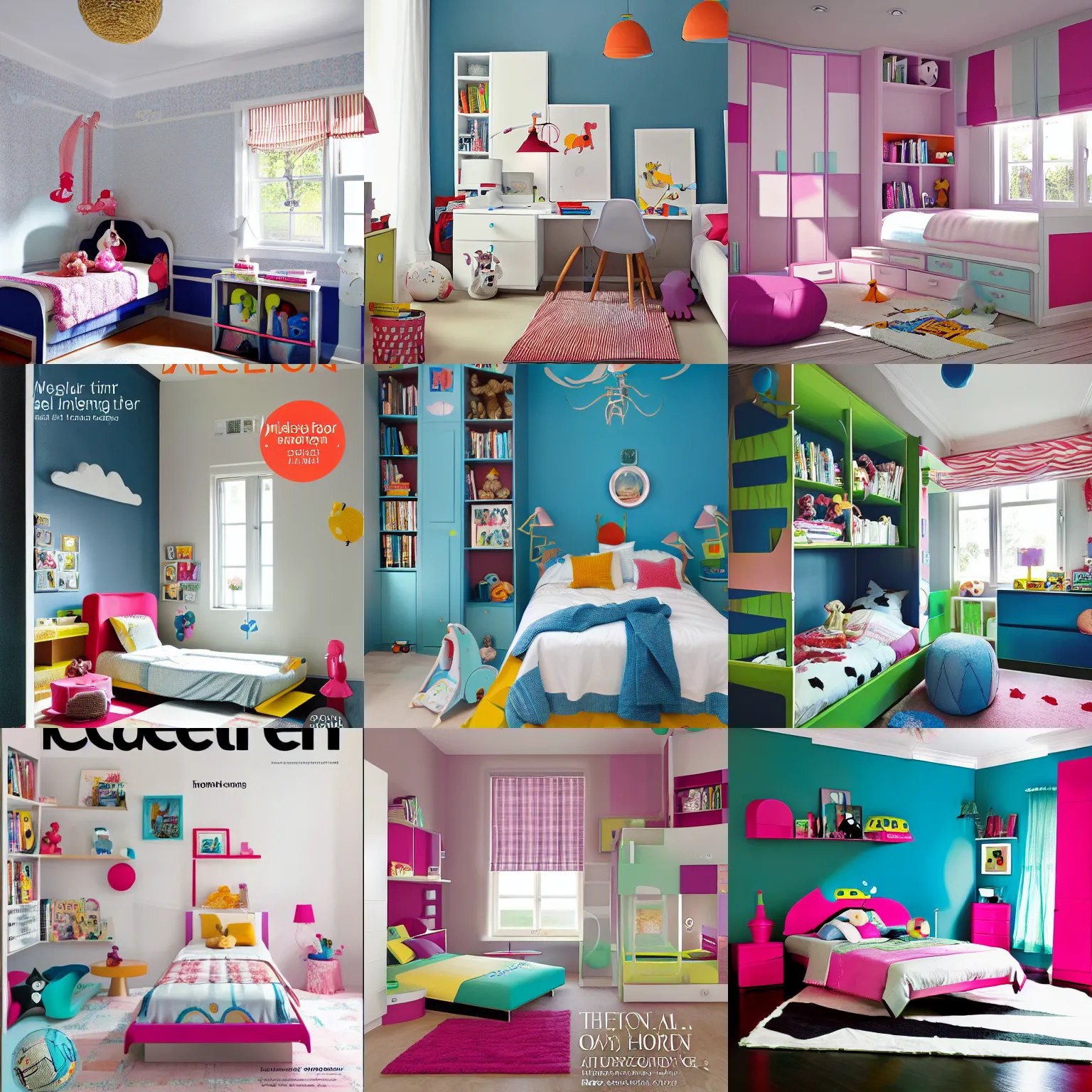 Prompt: children bedroom design interiorism magazine cover