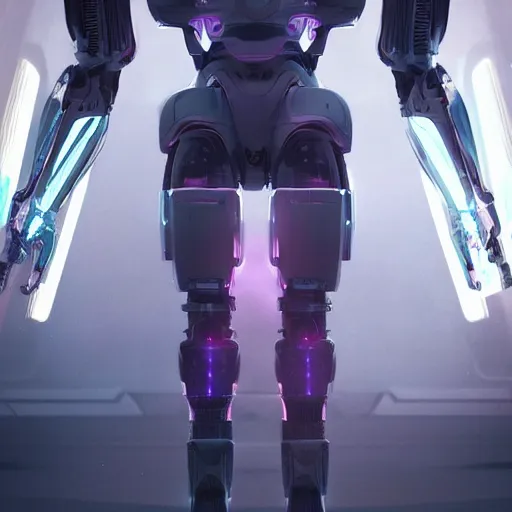 Prompt: hyperrealistic robot, futuristic, sci - fi, greg rutkowski, 3 d render, octane render, unreal engine, purple colors, dramatic lighting, epic composition